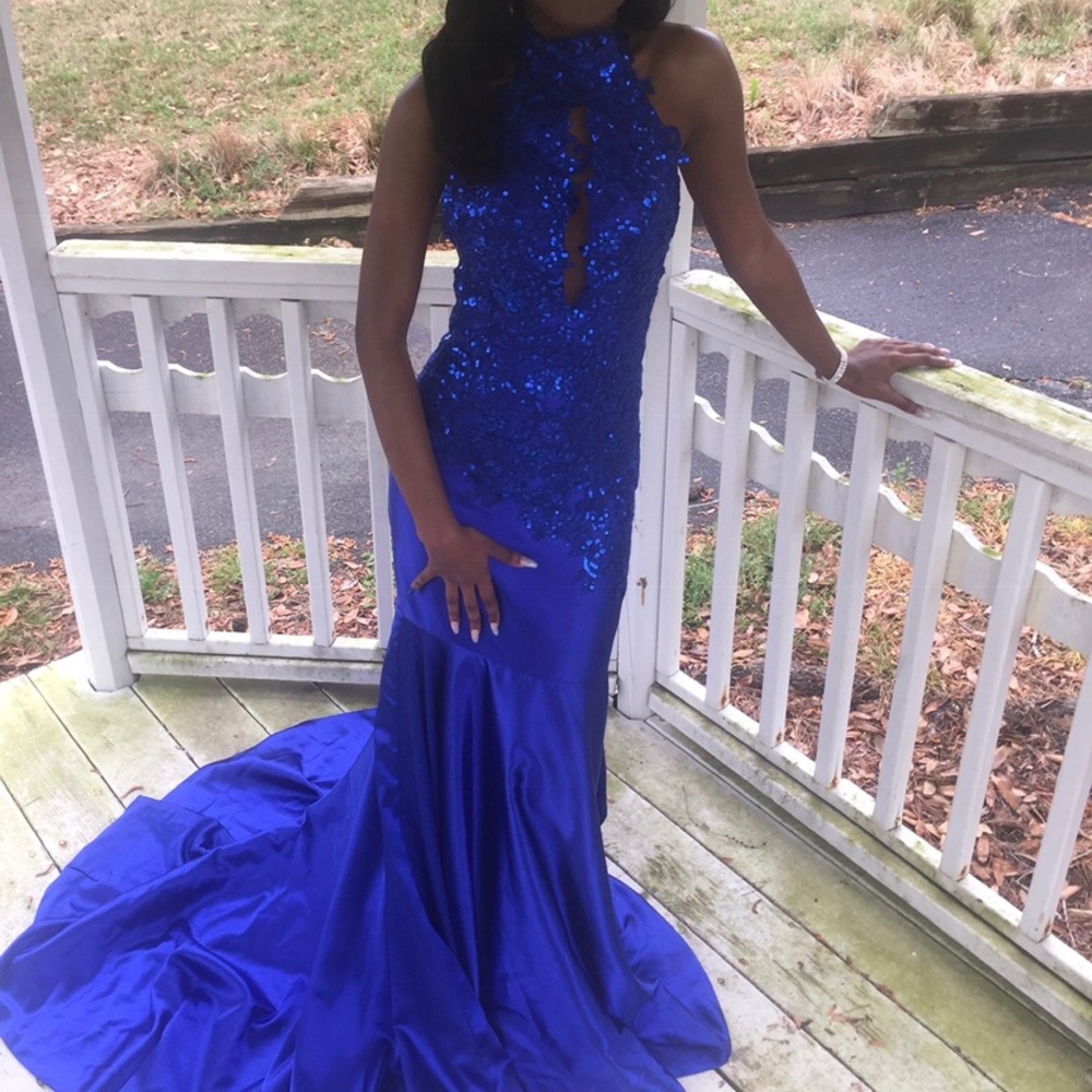 2018-2019 Blue Sparkly Prom Dress Cheap